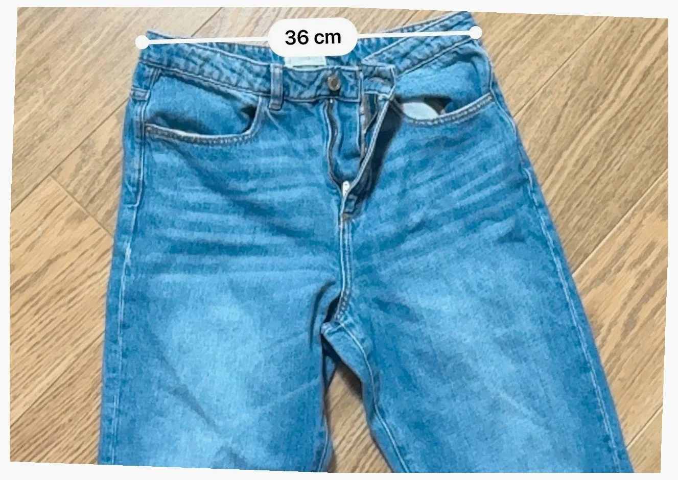 Mango (MNG) Size L / 15 Years (171 cm) Light Blue Low-Rise Raw Hem Ripped Straight Cut Jean – photo 7